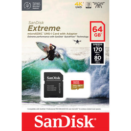 SanDisk SDSQXAH-064G-GN6AA - karta Extreme microSDXC 64GB, V30,