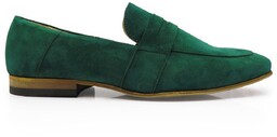 Zielone zamszowe loafersy - wsuwane buty męskie Penny