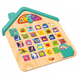 Dumel Zabawka Drewniany Domek Nauka Literek Alfabetu Panel