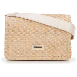 Damska crossbody z plecionki beżowo - kremowa