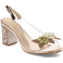 S.Barski Różowe Sandały Obuwie Damskie Na Eleganckim Obcasie