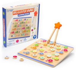 Drewniany Alfabet Edukacyjne Puzzle z Pęsetą