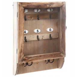Skrzynka wieszak na klucze z szybą drewniana retro