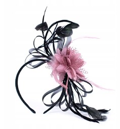 Fascynator Opaska Toczek Z Kokardą Piórami Kwiatem