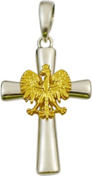 Srebrny Krzyżyk z Orzełkiem Pozłacanym pr 925