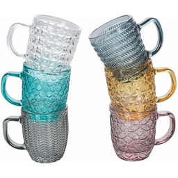 Zestaw 6 filiżanek do kawy, 90 ml, kolorowe,