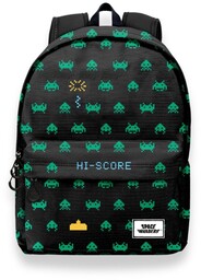 Plecak szkolny Dwukomorowy Space Invaders Czarny