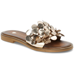 Armodo Złote Klapki Modne Obuwie Damskie