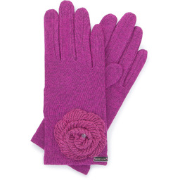 Damskie rękawiczki z włóczkowym kwiatkiem