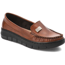 Armodo Brązowe Półbuty Modne Skórzane Obuwie Damskie