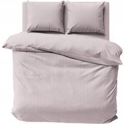 Pościel 160x200 w paski satynowa pudrowa różowa adamaszkowa