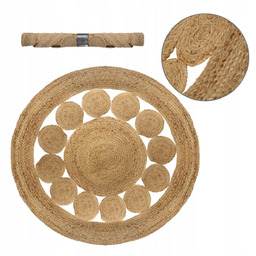 Dywan jutowy Boho okrągły pleciony z juty naturalny