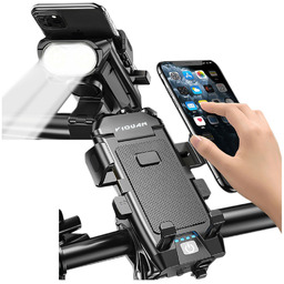 Uchwyt rowerowy na telefon 4w1 lampka LED T6