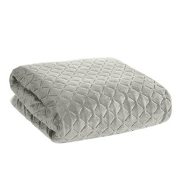 Eurofirany Narzuta dekoracyjna 220x240 Dimon srebrna geometryczna welurowa