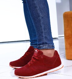 Sznurowane bordowe buty damskie