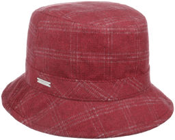 Kapelusz Damski Check Bucket by Seeberger, ciemnoczerwony, One
