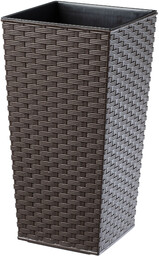 Donica z wkładem rattan Pesaro 30 cm, mokka