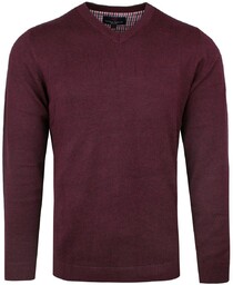 Męski Klasyczny Sweter w Serek (V-Neck) - Bordo