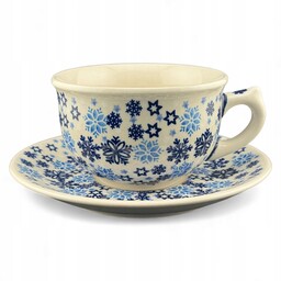 Filiżanka duża ze spodkiem 300 ml Śnieżynki dek.