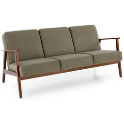 Edinos Oliwkowa tapicerowana sofa 3-osobowa w stylu vintage