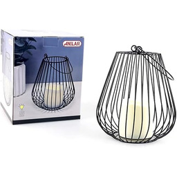 Dekoracyjna czarna latarnia ze świecą na baterie