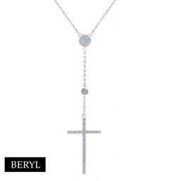 Naszyjnik SREBRO 925 choker krzyżyk cyrkonia