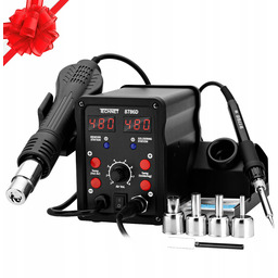 Stacja Lutownicza 2w1 Lutownica 8786D Zestaw Dla Elektronika