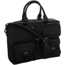 Rozbudowana torba na laptopa unisex ze skóry naturalnej