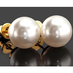 Piękne Perły Kryształowe Kolczyki White Pearl Gold Złote