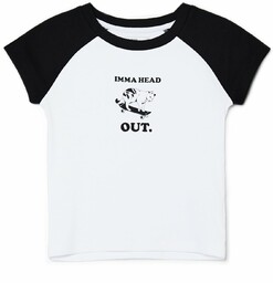 Cropp - T-shirt z kotem - Biały