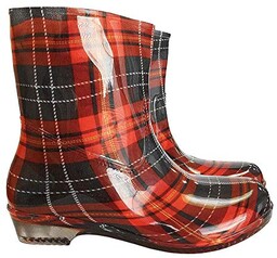 BTDKCHECK - Buty damskie krótkie typu kalosz CHECK