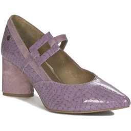 Maciejka Czółenka damskie skórzane lakierowane na słupku fioletowe-40
