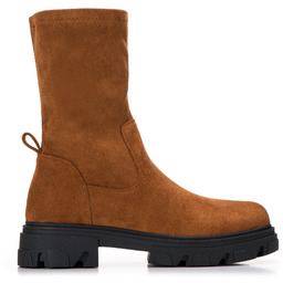 Damskie botki z elastyczną cholewką brązowe