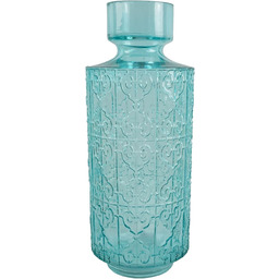 Leaf Designerskie szklane wazony, turkusowy wzór, 40 cm