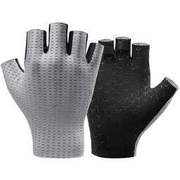 Rękawiczki rowerowe Rockbros krótkie palce XXL szare oddychające