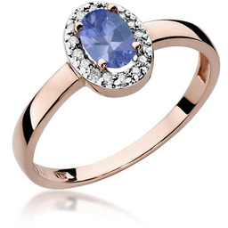 Złoty pierścionek Tanzanit 0,40ct różowe złoto pr. 585