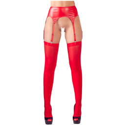 NO:XQSE - błyszczący komplet z pasem do pończoch