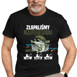 Złapaliśmy najlepszego dziadka + imiona - męska koszulka
