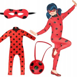 Kostium Przebranie Biedronka Miraculum Strój Karnawałowy Maska 116/120