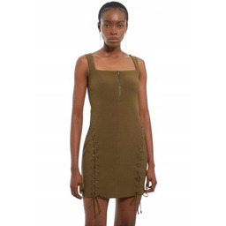 KAREN MILLEN KHAKI SUKIENKA MINI Z WIĄZANIEM