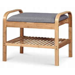 Ławka stojak na buty drewno bambusowe naturalne popielaty