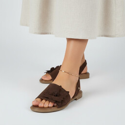 Armodo Sandały damskie, cholewka ze skóry naturalnej zamszowej