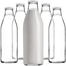 Szklana butelka na mleko Arre 1L z białą