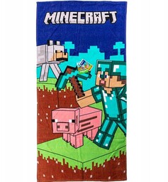 Ręcznik kąpielowy plażowy bawełna MINECRAFT wilk świnia 70x140