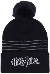 Czarno-srebrna, dziewczęca czapka Harry Potter 4-7 lat
