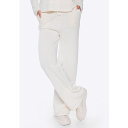 Spodnie damskie z szeroką nogawką kremowe