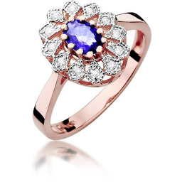 Złoty pierścionek Tanzanit 0,40ct różowe złoto pr. 585