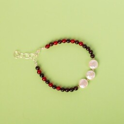 Pakamera Bransoletka z barwionym bursztynem i perłami