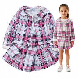 Dziewczęcy Komplet Dla Dziewczynki Zestaw Żakiet Bluzka Spódnica