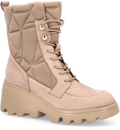 Skórzane botki na platformie - WONDERS G-7004 JASNY